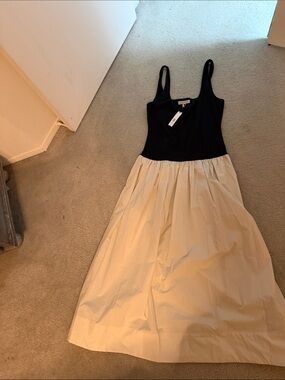 Banana Republic Black and Cream Midi Dress